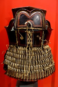 Armor, Yi people, Sichuan province, China, painted hide, wood, leather - Peabody Museum, Harvard University - DSC06035