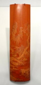 Armrest with scene of horses being washed, China, Qing dynasty, 1644-1911 AD, bamboo - Asian Art Museum of San Francisco - DSC01558