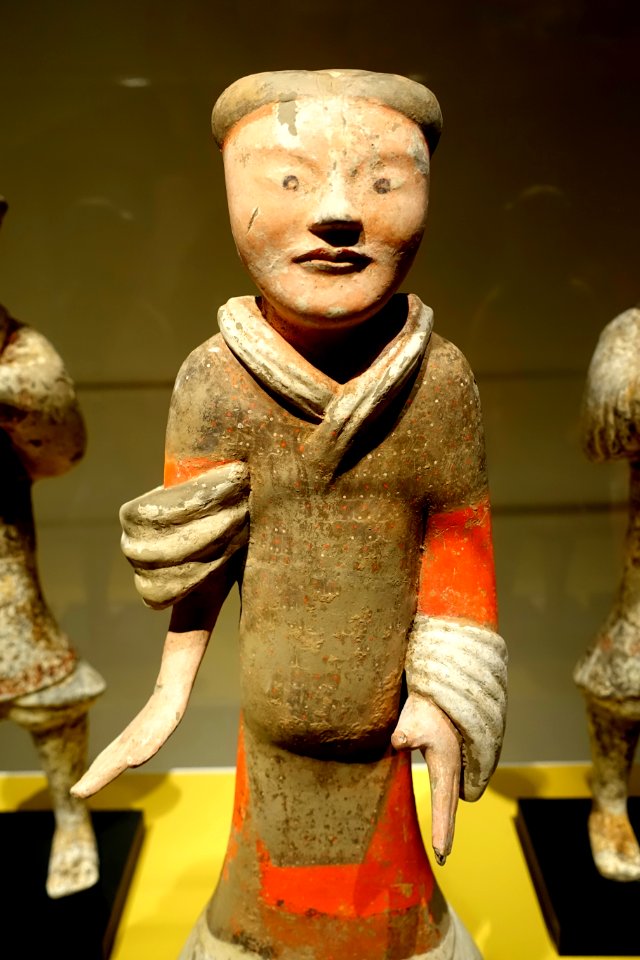 Armed warrior, soldier, and three musicians, Yangjiawan, Xianyang, Shaanxi province, China, Western Han dynasty, c. 150 BC, earthenware, traces of pigments - Portland Art Museum - Portland, Oregon - DSC08525