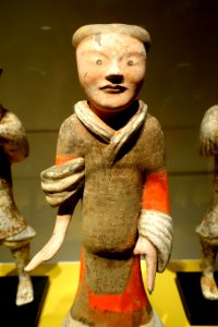 Armed warrior, soldier, and three musicians, Yangjiawan, Xianyang, Shaanxi province, China, Western Han dynasty, c. 150 BC, earthenware, traces of pigments - Portland Art Museum - Portland, Oregon - DSC08525