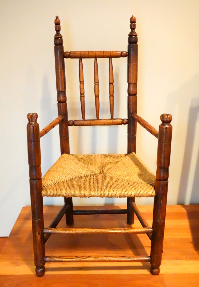 Armchair, maker unknown, Massachusetts, c. 1670, ash - De Young Museum - DSC00843