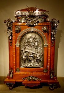 Armoire, France, design by Jean Brandely, woodwork by Charles-Guillaume Diehl, mounts by Emmanuel Fremet, 1867, oak, veneers, silvered bronze, 1989.197 - Metropolitan Museum of Art - New York City - DSC07490