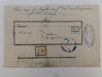 Archives du Rhône - Visites des vingt cimetières de la ville de Lyon et de ses Faubourgs, chapelle Saint-Roc, plan de la cave