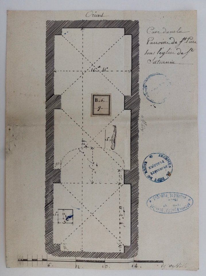 Archives du Rhône - Visites des vingt cimetières de la ville de Lyon et de ses Faubourgs, église Saint-Saturnin, plan de la cave