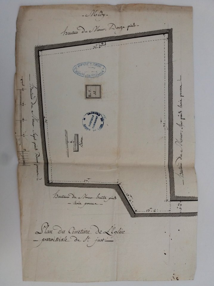 Archives du Rhône - Visites des vingt cimetières de la ville de Lyon et de ses Faubourgs, église Saint-Just, plan du cimetière