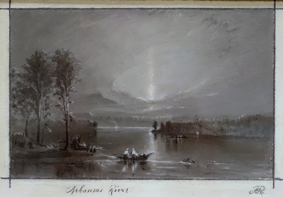 Arkansas River, by Frank Reaugh, c. 1880, pastel and graphite on paper - Harry Ransom Center - University of Texas at Austin - DSC08453