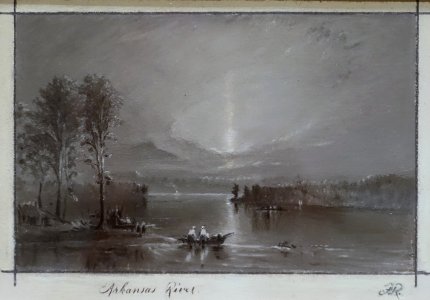 Arkansas River, by Frank Reaugh, c. 1880, pastel and graphite on paper - Harry Ransom Center - University of Texas at Austin - DSC08453