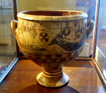 Aristonothos krater, view 2, Greek, from Caere (Cerveteri), ceramic, 2nd quarter of 7th century BC - Musei Capitolini - Rome, Italy - DSC05901