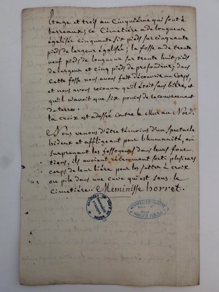 Archives du Rhône - Visites des vingt cimetières de la ville de Lyon et de ses Faubourgs, église paroissiale de Saint Pierre les Dames, rapport (4)