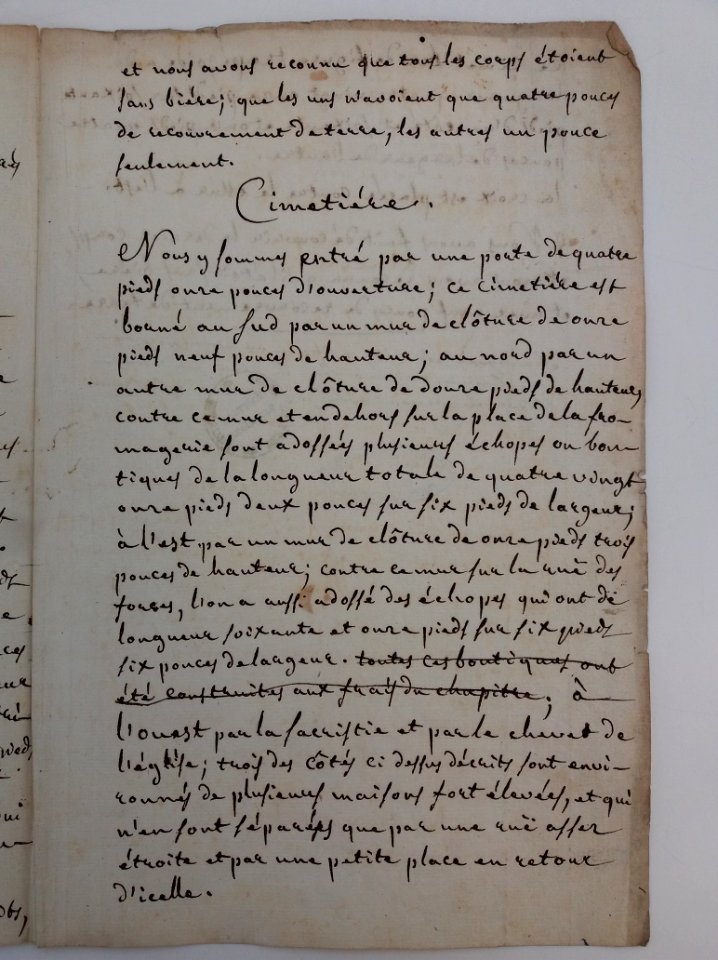 Archives du Rhône - Visites des vingt cimetières de la ville de Lyon et de ses Faubourgs, église paroissiale de Saint Nizier, rapport (3)