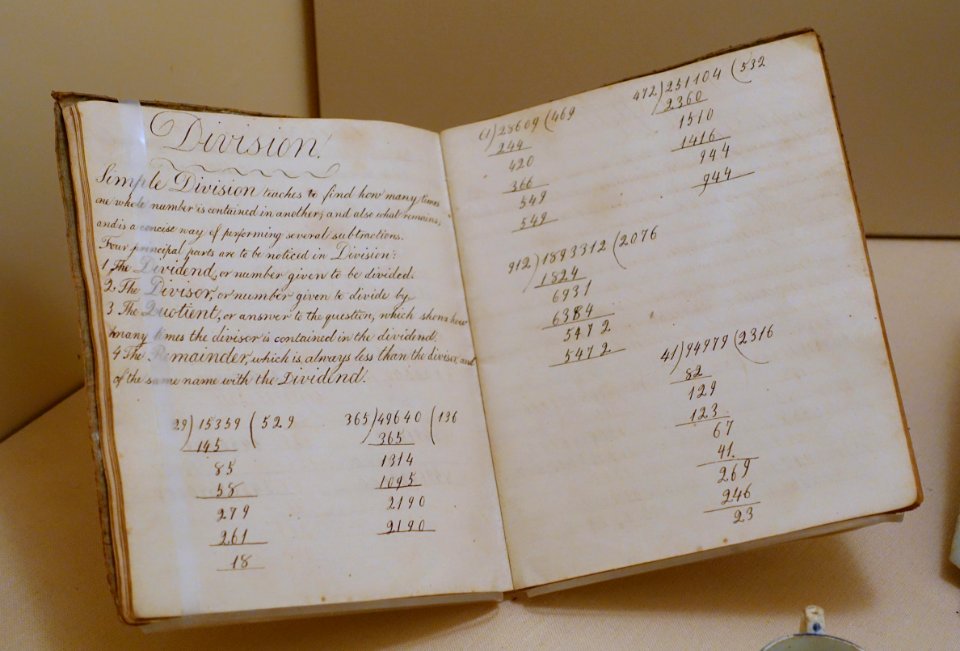 Arithmetic copy book, New England, 1815-1835, manuscript on paper, board - Concord Museum - Concord, MA - DSC05606