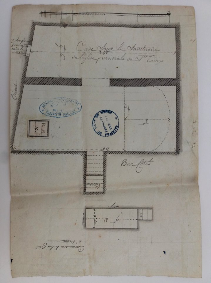 Archives du Rhône - Visites des vingt cimetières de la ville de Lyon et de ses Faubourgs, église Sainte-Croix, plan de la cave sous le sanctuaire