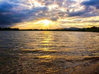 Pond twilight sun