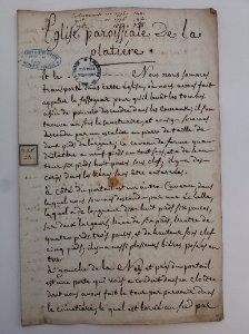 Archives du Rhône - Visites des vingt cimetières de la ville de Lyon et de ses Faubourgs, église paroissiale de la Platière, rapport (1)