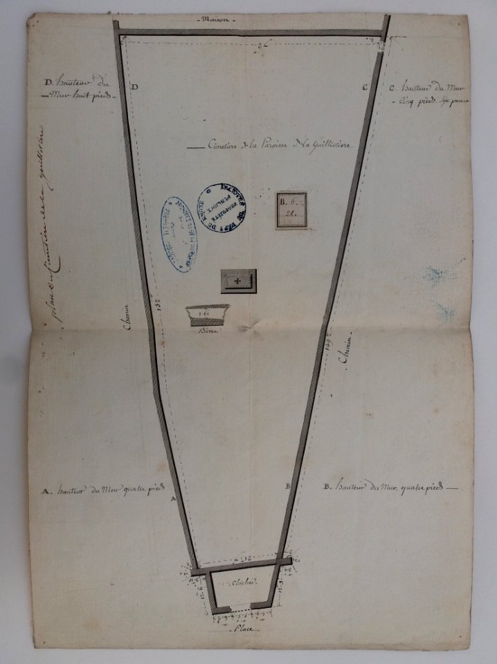 Archives du Rhône - Visites des vingt cimetières de la ville de Lyon et de ses Faubourgs, paroisse de la Guillotière, plan du cimetière