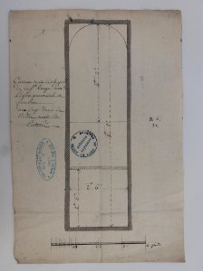 Archives du Rhône - Visites des vingt cimetières de la ville de Lyon et de ses Faubourgs, chapelle Saint-Thomas, plan du caveau sous la chapelle de la Sainte-Vierge