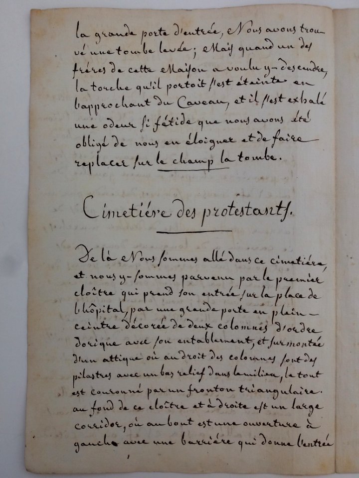 Archives du Rhône - Visites des vingt cimetières de la ville de Lyon et de ses Faubourgs, église de l'Hôtel Dieu, rapport (2)