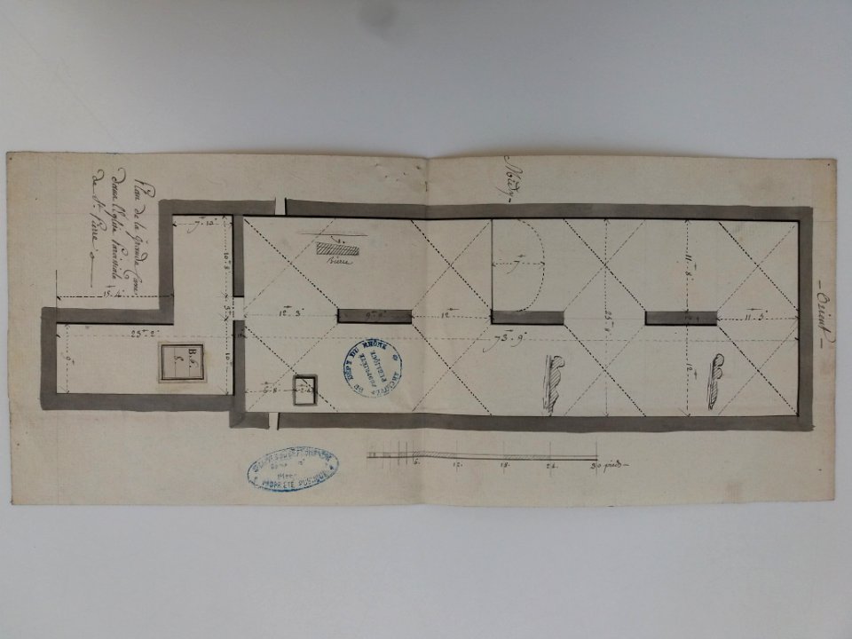 Archives du Rhône - Visites des vingt cimetières de la ville de Lyon et de ses Faubourgs, église Saint-Pierre, plan de la grande cave