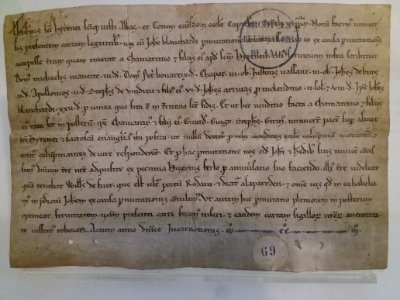 Archives municipales de Lyon - Octroi par Humbert de Beaujeu à Jean Blanchard de la terre de la Part-Dieu, HD-B208