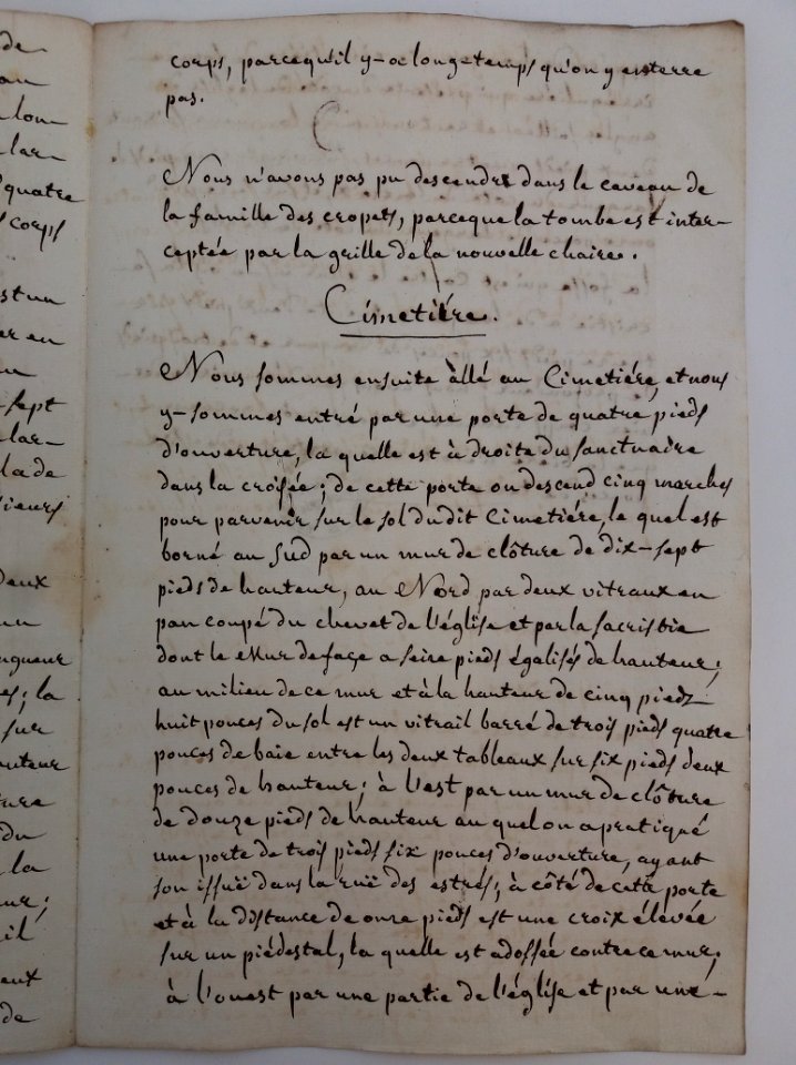 Archives du Rhône - Visites des vingt cimetières de la ville de Lyon et de ses Faubourgs, église paroissiale de Sainte Croix, rapport (3)