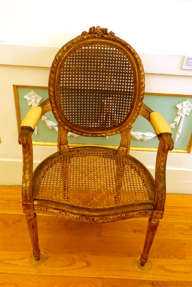 Armchair, France, 1750-1800, gilt American walnut, cane, silk - Museu Nacional de Soares dos Reis - Porto, Portugal - DSC00480