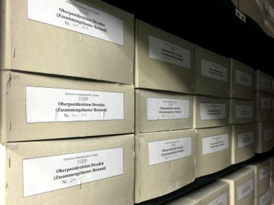Archivgut in Kisten - Sächsisches Staatsarchiv Dresden