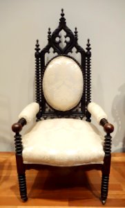 Armchair, maker unknown, c. 1840-1850, carved mahogany painted to simulate rosewood - De Young Museum - DSC00799