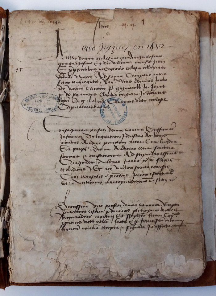 Archives départementales du Rhône - Chapitre Saint-Nizier - Actes capitulaires 15 G 11 - Page 3