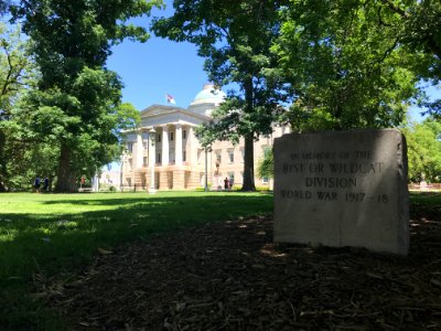 Army unit memorial in front of NC State Capitol