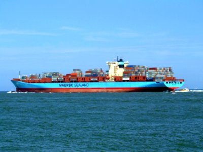Arnold Maersk p3, leaving Port of Rotterdam, Holland 19-Jul-2007