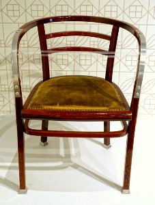 Armchair model 718 F, Otto Wagner, Vienna, made by Gebruder Thonet, c. 1905-1906, beechwood, aluminum, caning under upholstery - Montreal Museum of Fine Arts - Montreal, Canada - DSC09152 photo