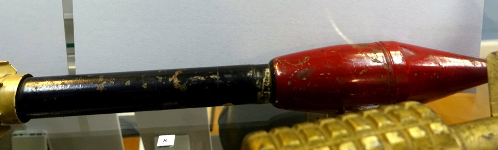 Bazooka projectile, World War II, view 1 - Old Colony History Museum - Taunton, Massachusetts - DSC03959