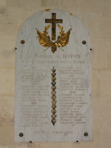 Bayon-sur-Gironde, Église Notre-Dame, plaquette monument aux morts