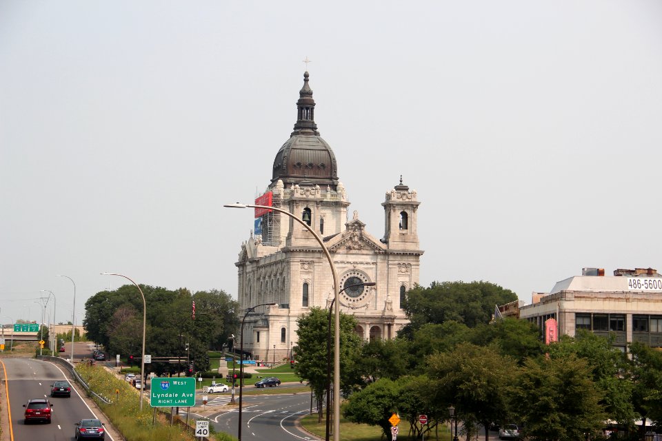 Basilica of Saint Mary viewed from Irene Hixon Whitney Bridge, August 2018