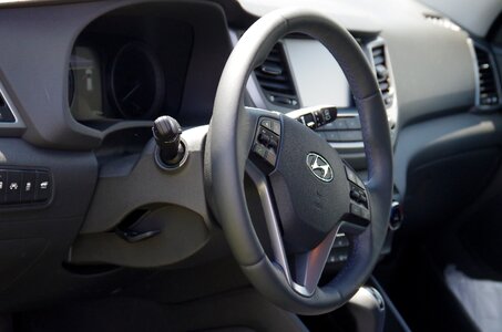 Car steering wheel interior photo