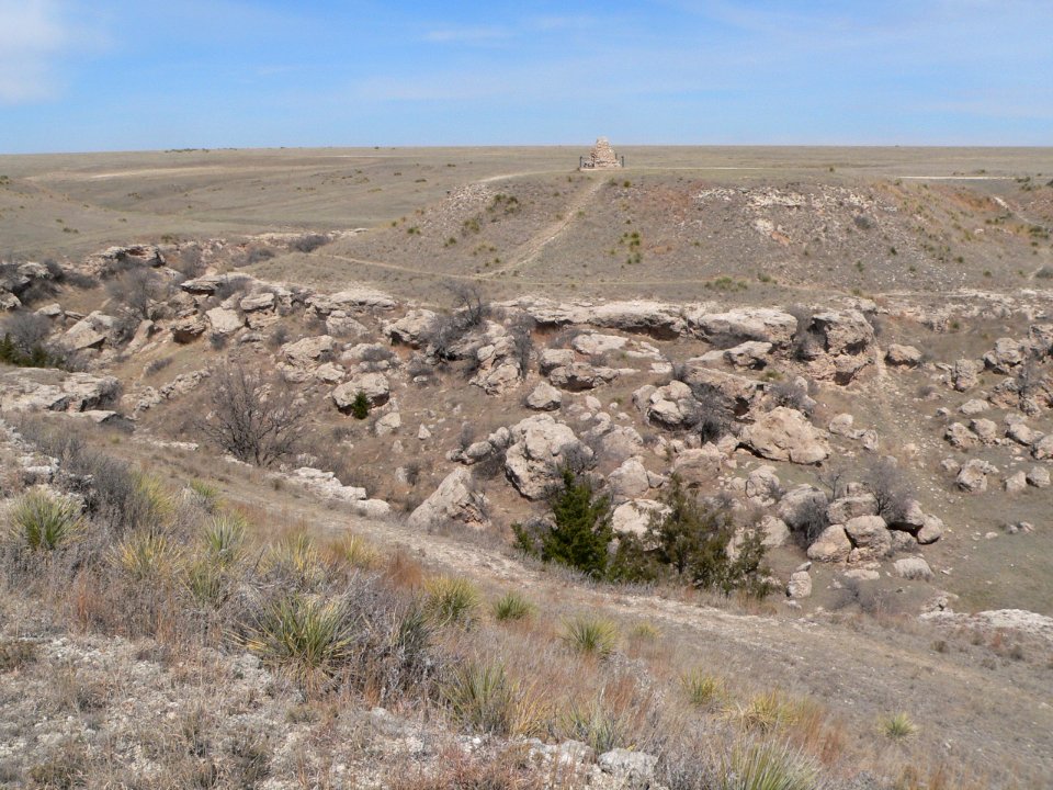 Battle Canyon (Scott Co KS) monument from rifle pit 2-1