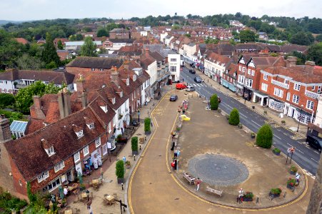 Battle Abbey Green from atop Battle Abbey gatehouse