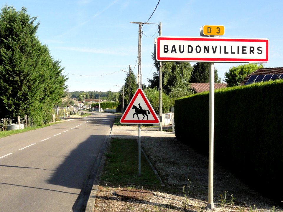 Baudonvilliers (Meuse) city limit sign
