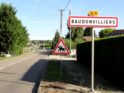 Baudonvilliers (Meuse) city limit sign