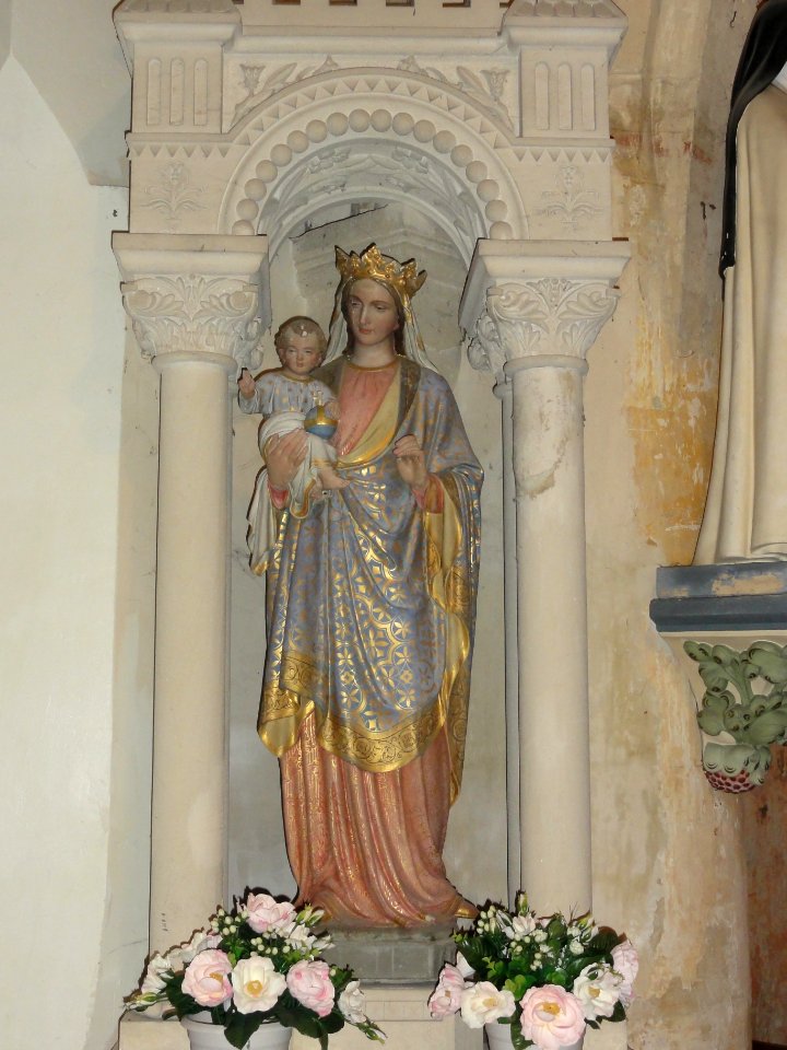 Baudonvilliers (Meuse) église, statue Vierge avec Enfant