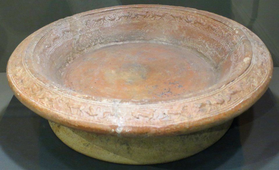 Basin or brazier, Etruscan, c. 700-600 BCE, terracotta, Dayton Art Institute
