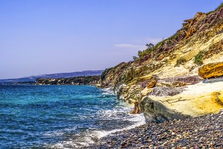 Pebbles cliff sea