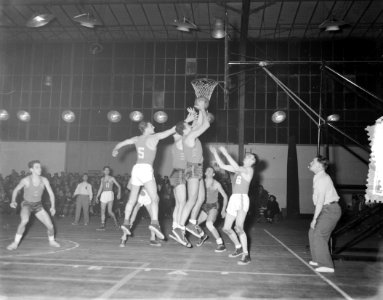 Basketbal Nederland tegen Spanje, Amsterdam, spelmoment, Bestanddeelnr 906-9975