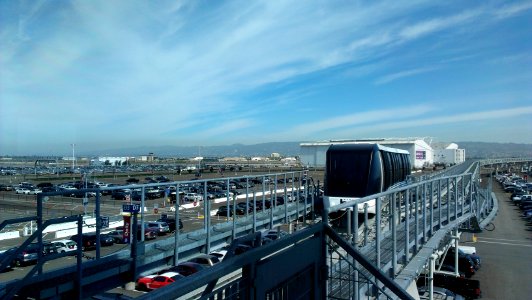 BART train viewed from Oakland Airport station