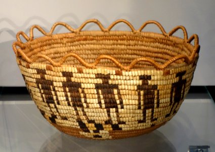 Basket, Yakima people, Washington, late 19th to early 20th century, coiled cedar root and bark, bear grass, horsetail root - Chazen Museum of Art - DSC01865