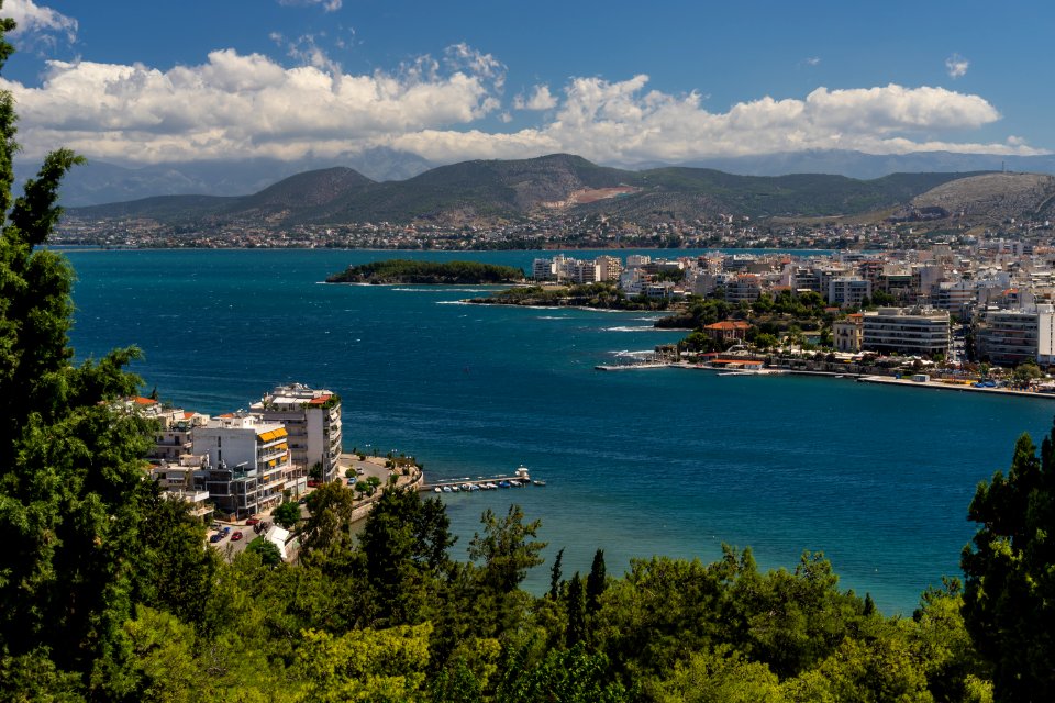 Bay of Chalkida from Karababa castle Greece