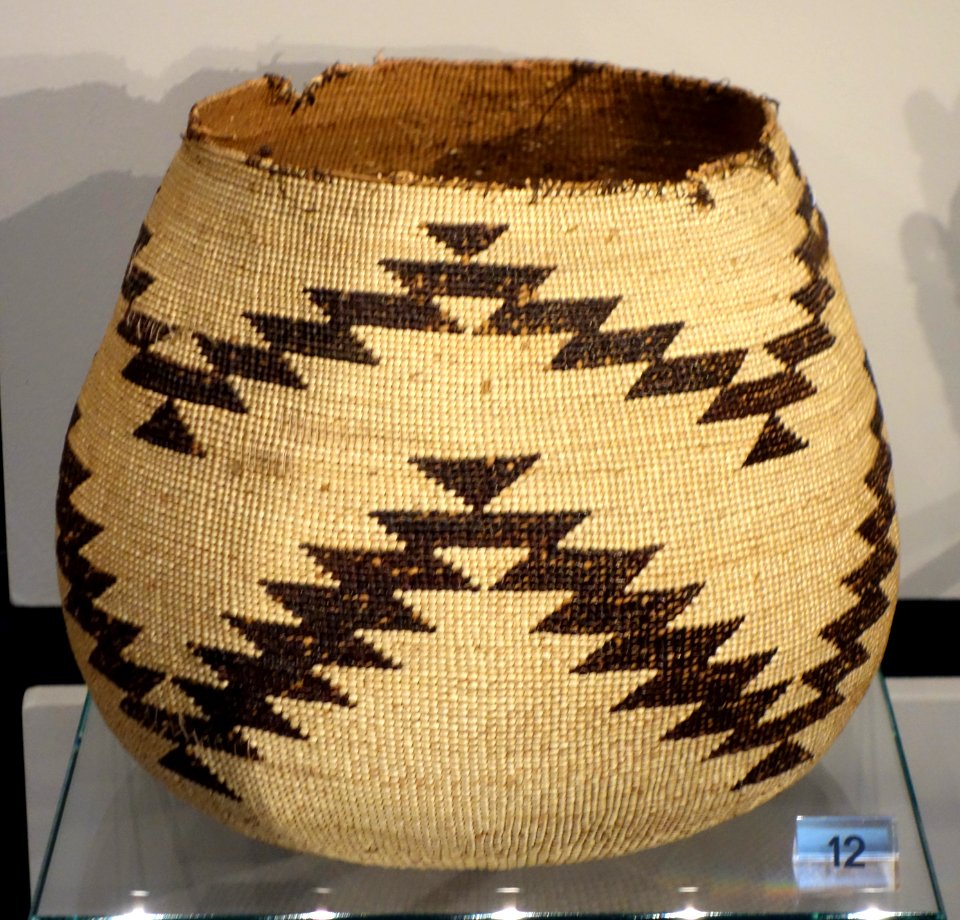 Basket, Hupa people, Southern California, late 19th to early 20th century, twined tule root and bear grass - Chazen Museum of Art - DSC01863