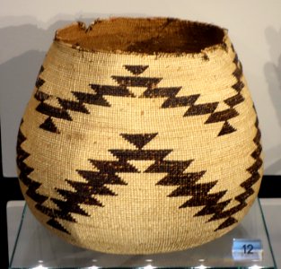 Basket, Hupa people, Southern California, late 19th to early 20th century, twined tule root and bear grass - Chazen Museum of Art - DSC01863