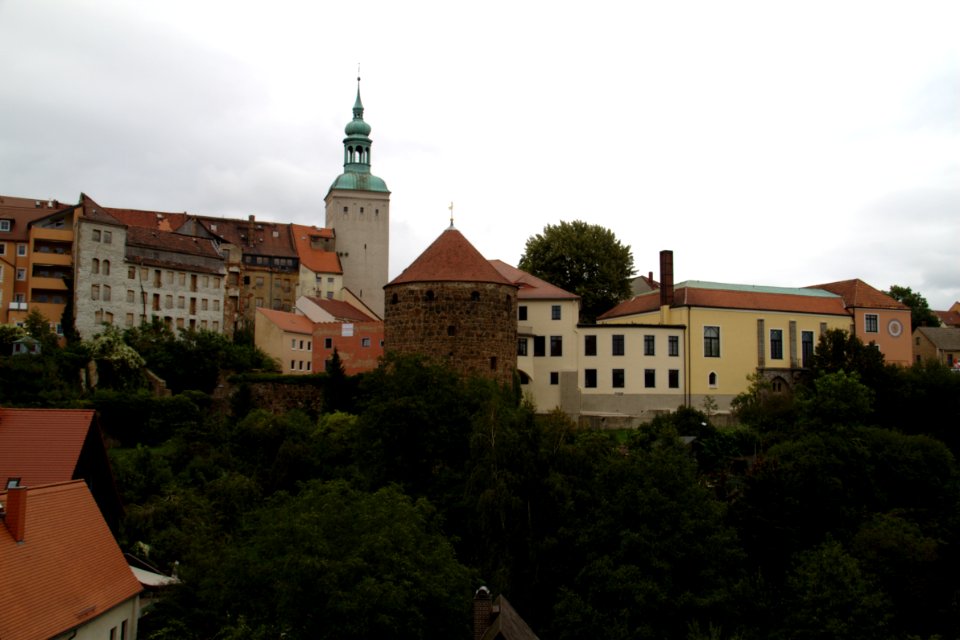 Bautzen Blick von der Stadtmauer (Nähe Alte Wasserkunst) Richtung Lauenturm