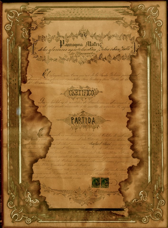 Bautism certified of Urdaneta General